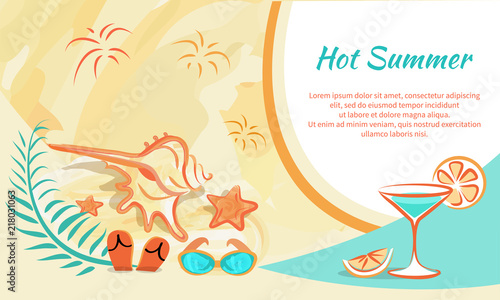 Hot Summer Banner Vector Illustration Attributes