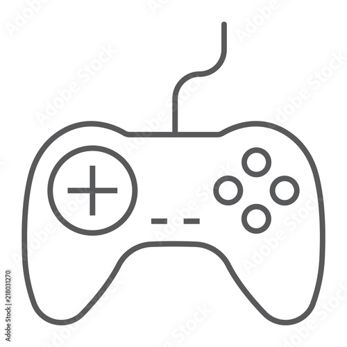 Gamepad thin line icon, electronic and device, game controller sign, vector graphics, a linear pattern on a white background, eps 10.