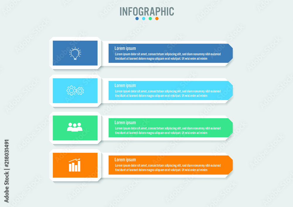 Business infographic template with 4 options rectangular shape, Abstract elements diagram or processes and business flat icon, Vector business template for presentation. Business infographic template with 4 options rectangular shape, Abstract elements diagram or processes and business flat icon, Vector business template for presentation.