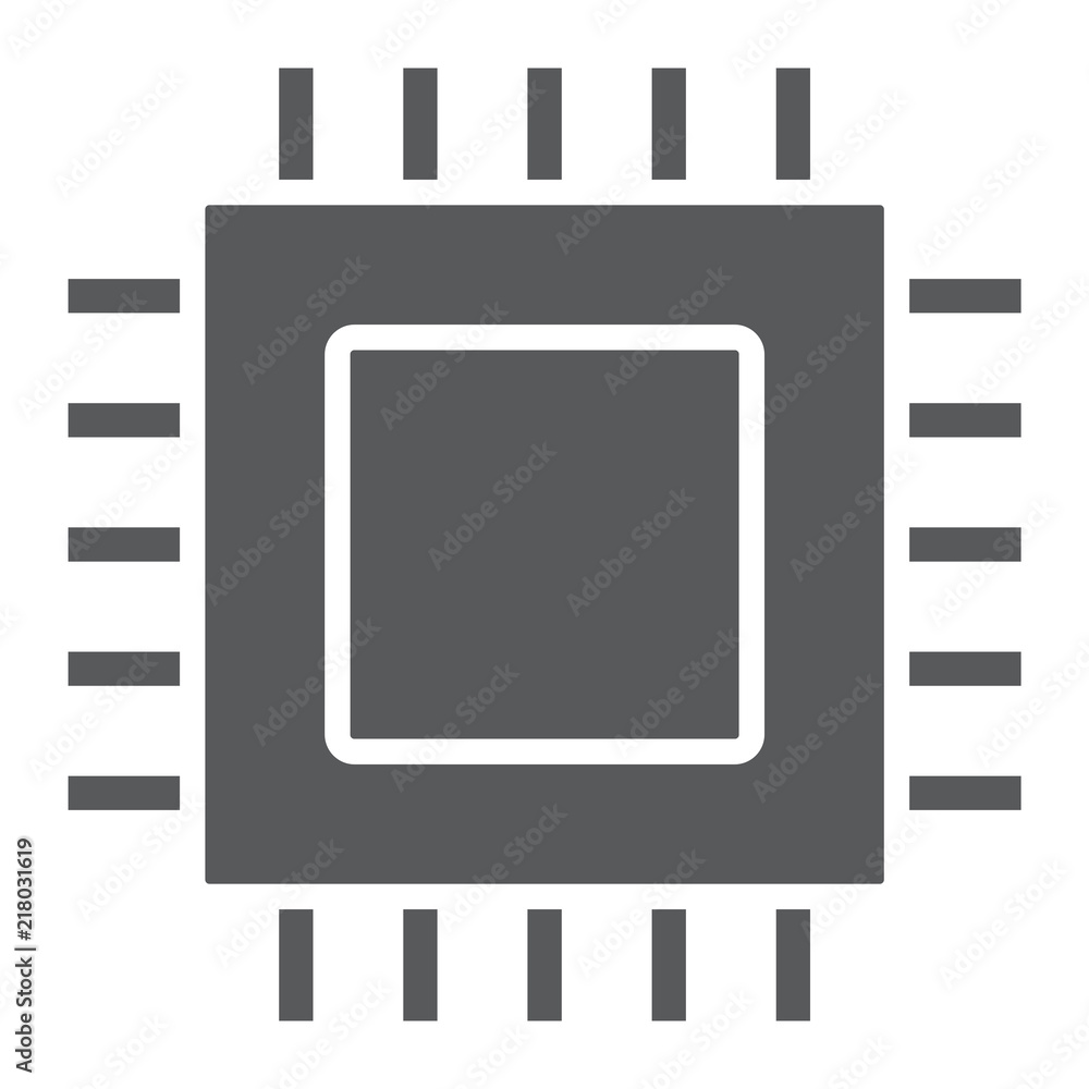 Microchip, core glyph icon, electronic and digital, cpu sign, vector graphics, a solid pattern on a white background, eps 10. Microchip, core glyph icon, electronic and digital, cpu sign, vector graphics, a solid pattern on a white background, eps 10.