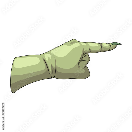 The hand of a zombie or a witch. Pointer. Vector illustration.