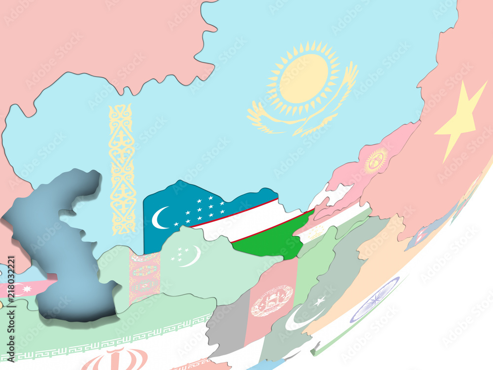 Uzbekistan with flag