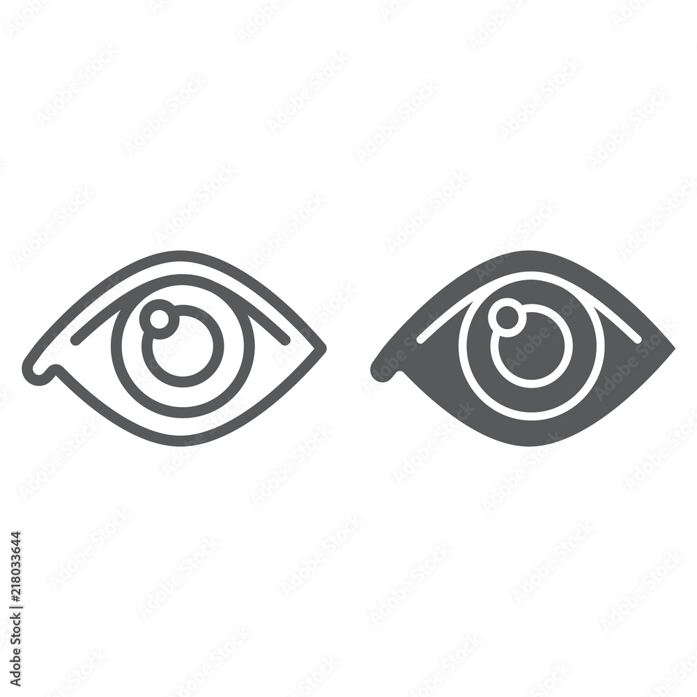 Eye line and glyph icon, anatomy and biology, ophthalmology sign, vector graphics, a linear pattern on a white background, eps 10. Eye line and glyph icon, anatomy and biology, ophthalmology sign, vector graphics, a linear pattern on a white background, eps 10.