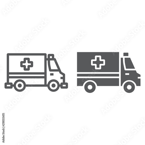 Wallpaper Mural Ambulance line and glyph icon, emergency and hospital, transport sign, vector graphics, a linear pattern on a white background, eps 10. Torontodigital.ca