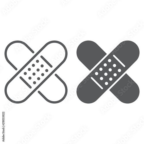 Adhesive plaster line and glyph icon, emergency and medicine, patch sign, vector graphics, a linear pattern on a white background, eps 10.