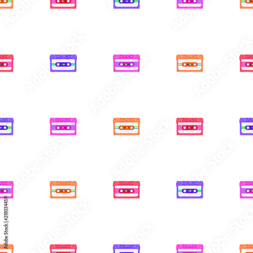 Vintage seamless pattern with analogue music cassettes. 80s Loopable background with magnetic audio tapes. Free Download Vintage seamless pattern with analogue music cassettes. 80s Loopable background with magnetic audio tapes. - GFXLoad