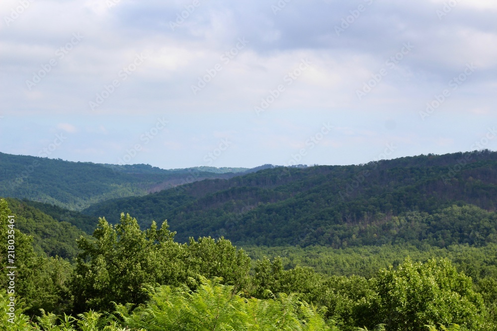 The mountain peaks and range of the Tennessee valley.