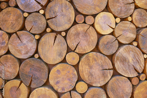 Stacked Logs Texture  Natural Background close-up photo