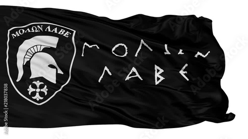 Molon Labe Isolated Flag With White Background Realistic Animation Seamless Loop photo