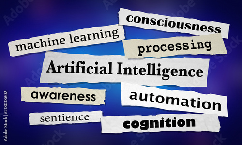 фотографія AI Artificial Intelligence Machine Learning News Headlines 3d Illustration