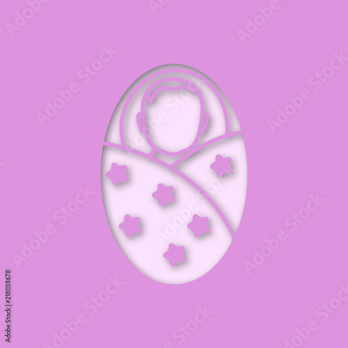 Swaddled baby paper cut out icon