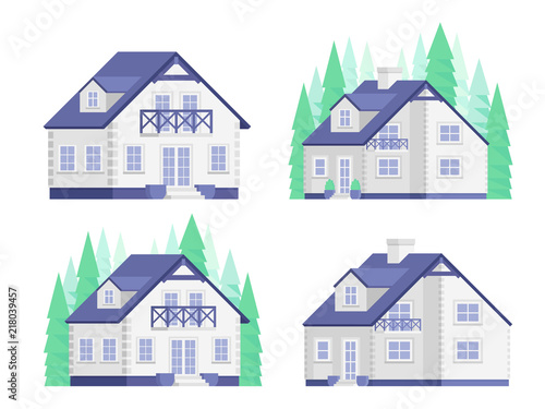 Set of four different houses