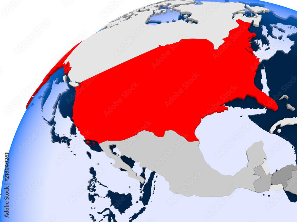 Fototapeta premium Map of USA in red