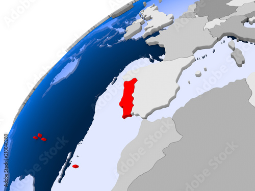 Map of Portugal in red