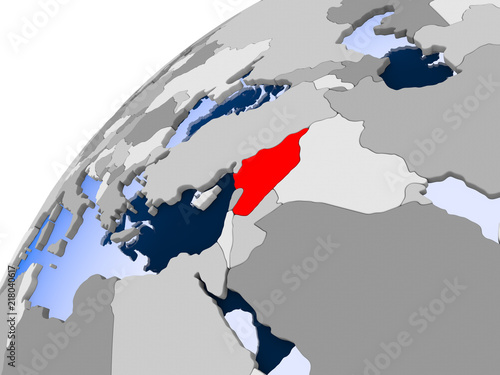 Map of Syria in red