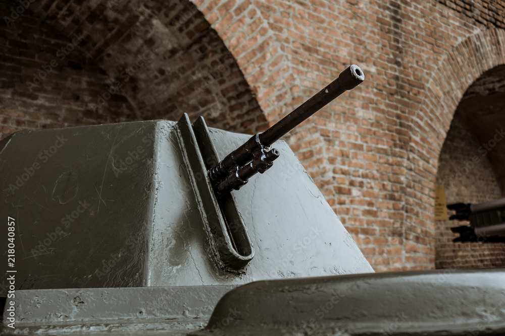 Details of the old Soviet military machine. In the park of the exhibits of military equipment
