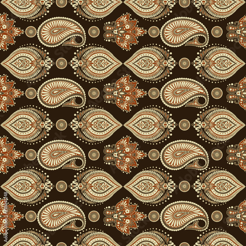 Paisley Seamless Pattern. Indian style colorful vector ornament