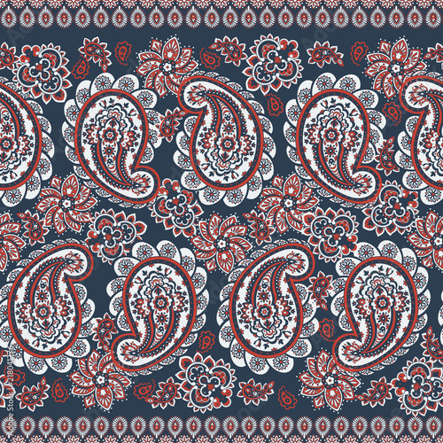 Paisley seamless floral pattern. Damask vintage background