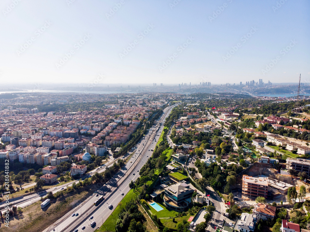 Aerial View of Uskudar Camlica Highway in Istanbul Turkey