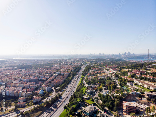 Aerial View of Uskudar Camlica Highway in Istanbul Turkey