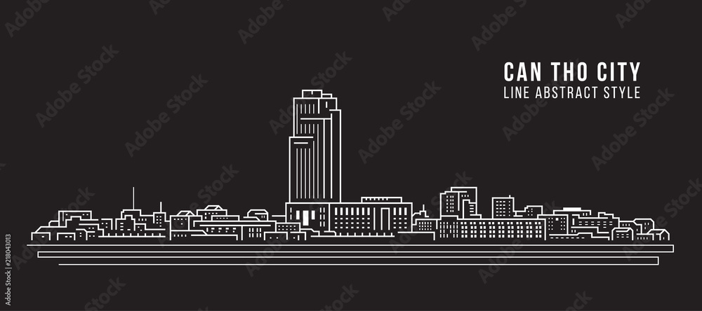 Fototapeta Cityscape Building Line art Vector Illustration design - Can tho city