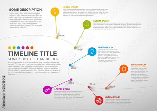 Colorful Infographic timeline report template with bubbles