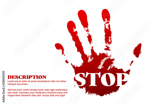 Flyer template with red hand print