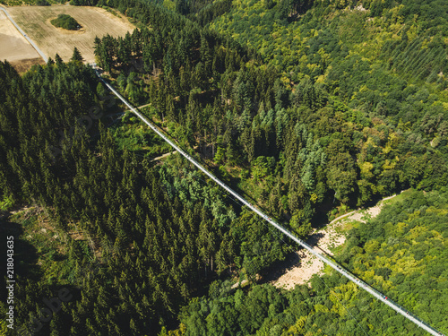 Luftbild der Hängeseilbrücke Geierlay photo