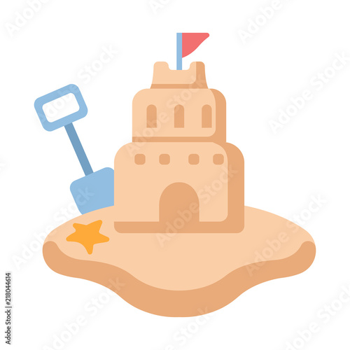 Sand castle flat illustration