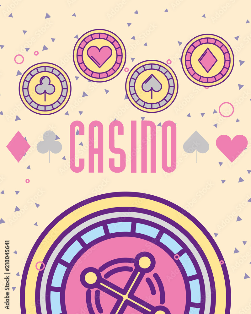 Fototapeta premium casino roulete machine chips aces vector illustration
