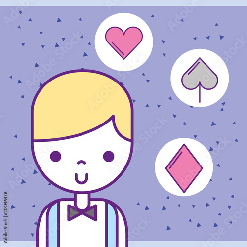 casino croupier male character gambling vector illustration