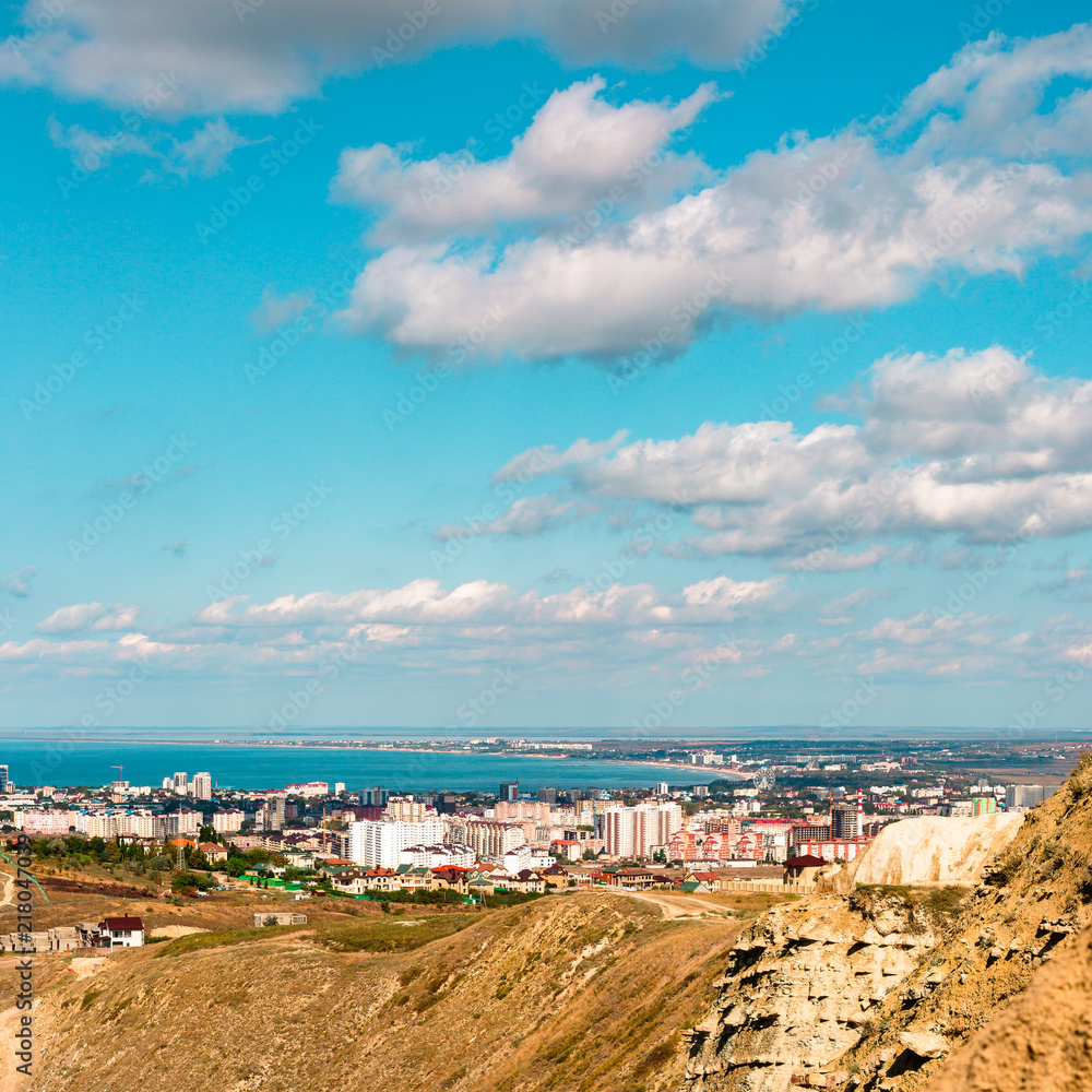 Anapa, black sea, view of the city from the mountain, Russian resort, Krasnodar Territory