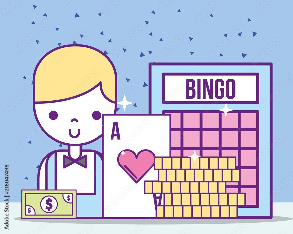 casino croupier male ace card bill bingo coins vector illustration casino croupier male ace card bill bingo coins vector illustration