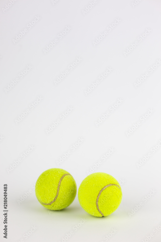 close-up of tennis balls isolated on white background