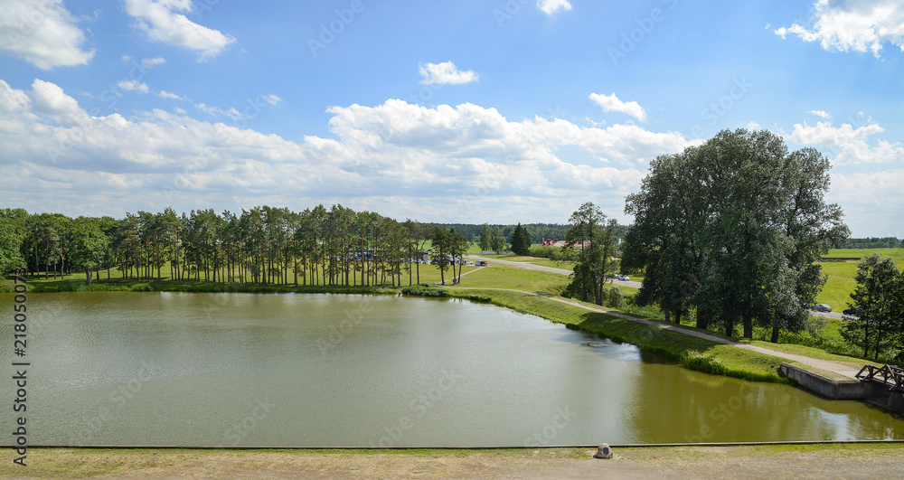 Near Mir Castle there is a picturesque Mir lake. Korelichi district. The Grodno region