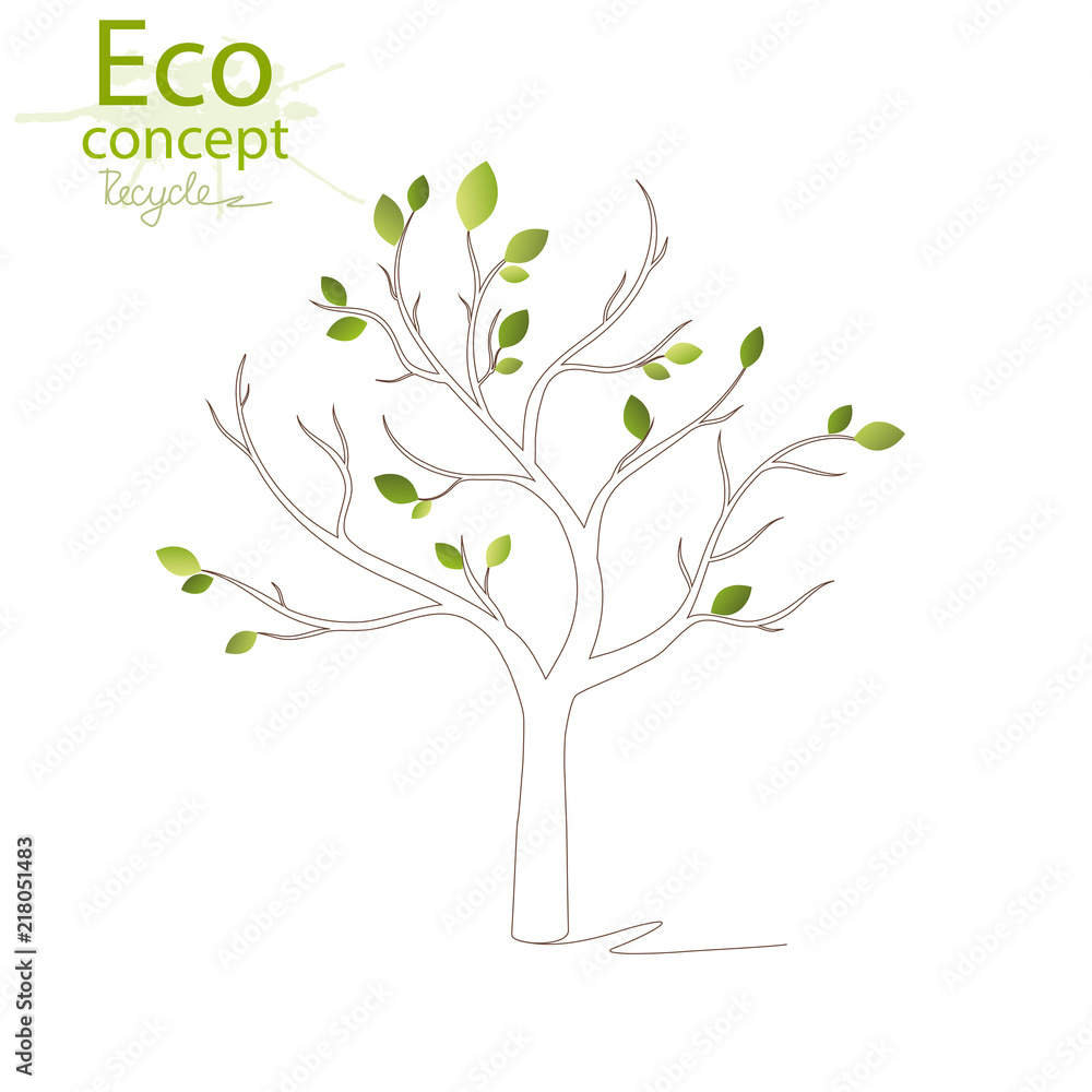 Tree on white background. Logo design template of tree. Environmentally friendly world. Illustration of ecology the concept of info graphics. Icon. Vector illustration. Green. Tree on white background. Logo design template of tree. Environmentally friendly world. Illustration of ecology the concept of info graphics. Icon. Vector illustration. Green.