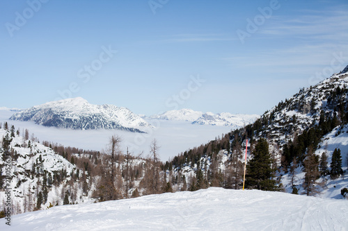Winter snowy landscape of a ski areal in Austria