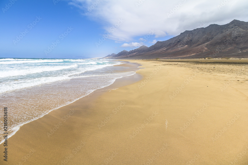 Wide and endless Cofete beach on Fuerteventura Wide and endless Cofete beach on Fuerteventura