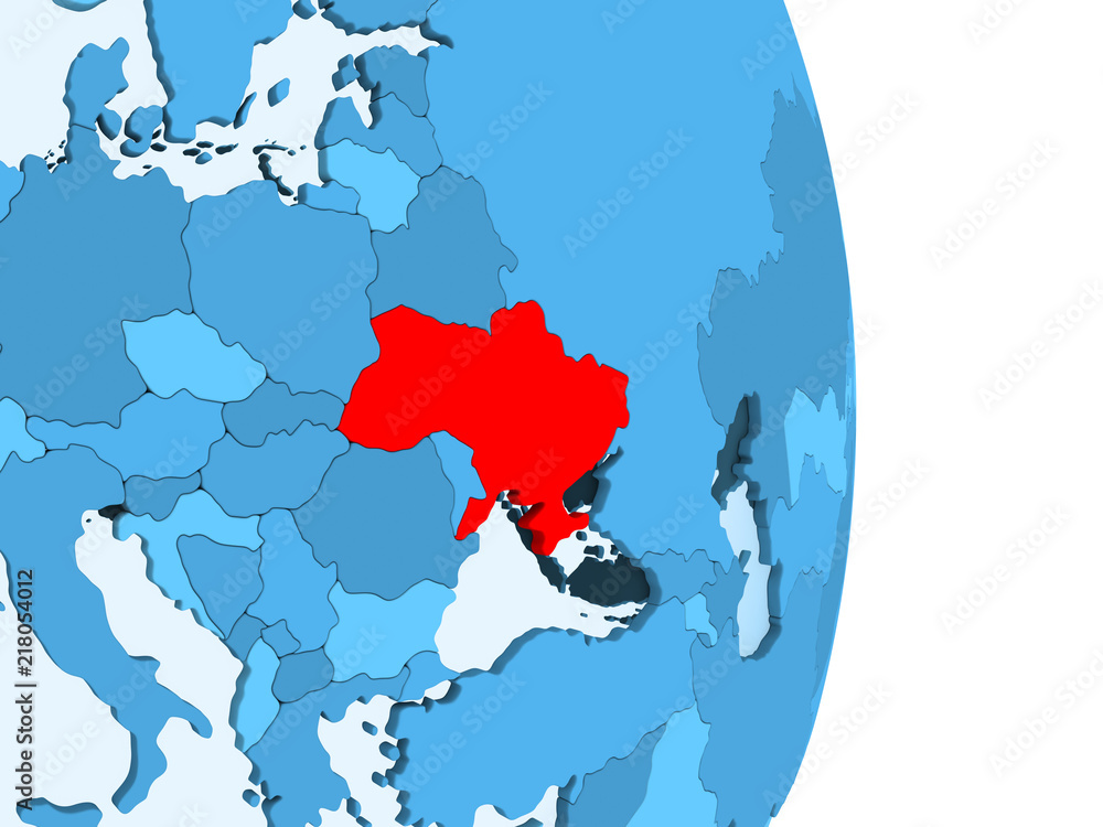Fototapeta premium Map of Ukraine in red
