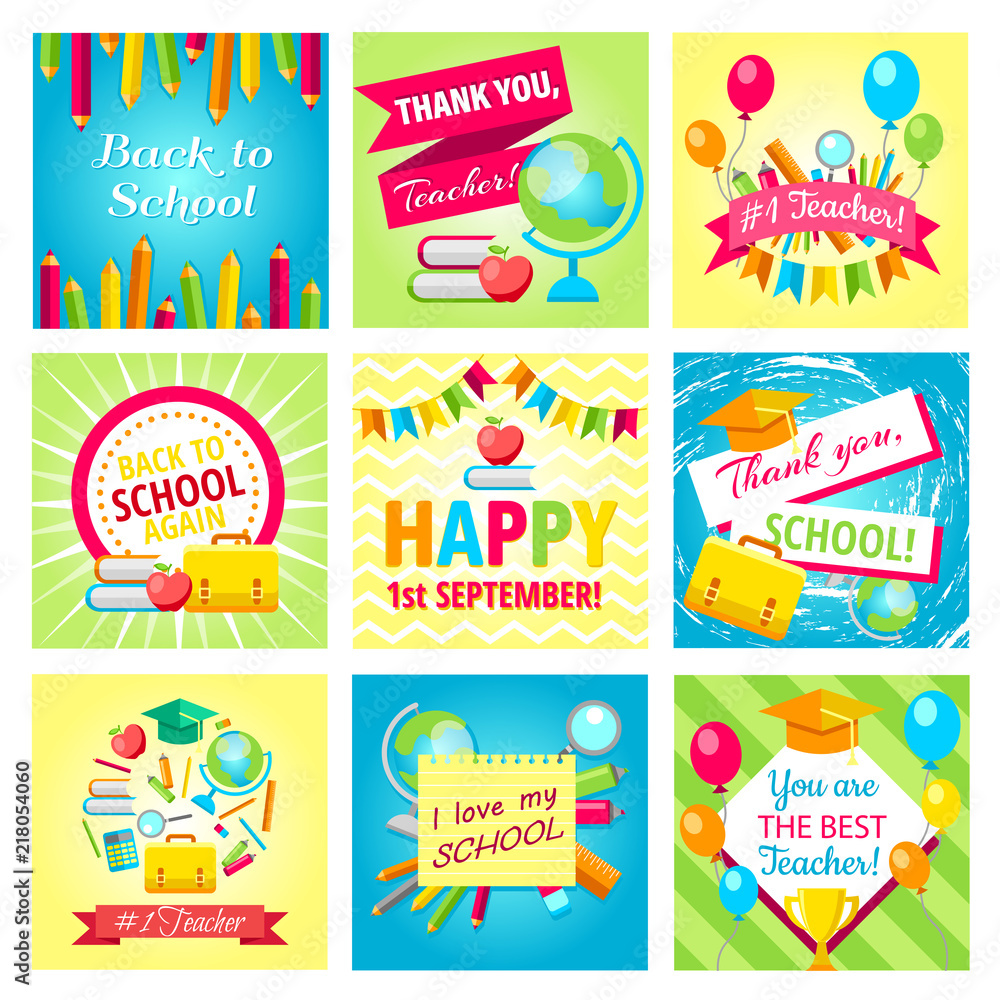 Set of gift cards for Teachers Day