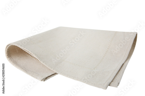 Kitchen beige towel folded isolated.