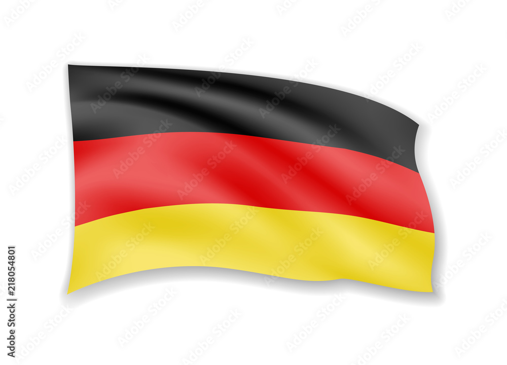 Waving Germany Flag on white. Flag in the Wind. Waving Germany Flag on white. Flag in the Wind.