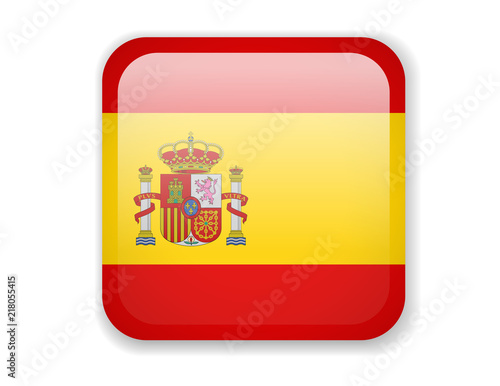 Spain flag. Square bright Icon on a white background
