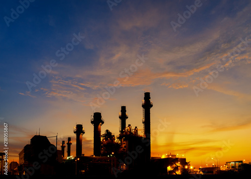 Power plant in the industrial estate with twilight sunset
