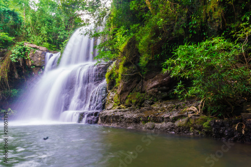 Fototapeta Naklejka Na Ścianę i Meble -  Tropical deep forest Klong Chao waterfall in Koh Kood island