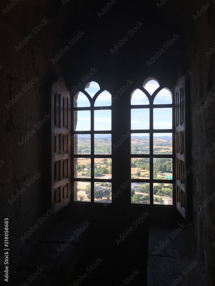 Fototapeta premium Old tower window looking outward
