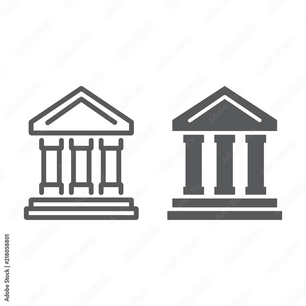 Bank building line and glyph icon, finance and banking, bank sign, vector graphics, a linear pattern on a white background, eps 10. Bank building line and glyph icon, finance and banking, bank sign, vector graphics, a linear pattern on a white background, eps 10.