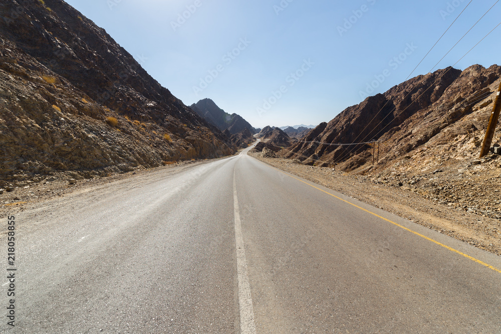 Scenic road from to Nizwa, in Oman