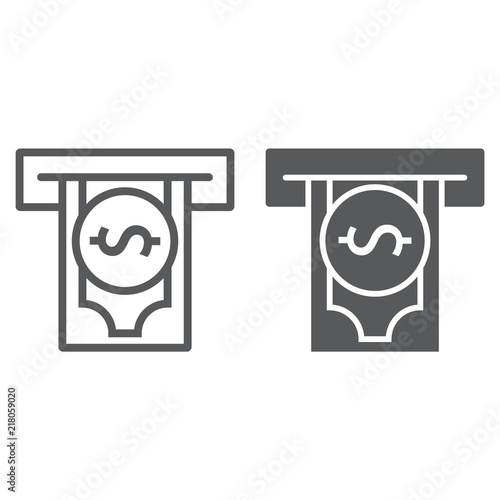 Insert money line and glyph icon, finance and banking, payment sign, vector graphics, a linear pattern on a white background, eps 10.
