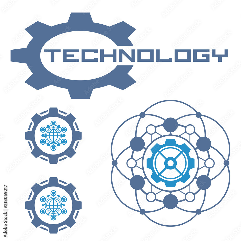 Fototapeta premium Set of abstract electronics icon. Tech logo. Technology vector emblem.